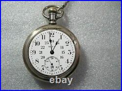 Elgin Veritas Pocket Watch Sterling case 18 Size 21j Lever Set Serviced Railroad