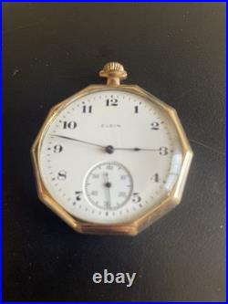 Elgin Watch Co. Pocket Watch Case Octagon Gold Filled Case Works Great