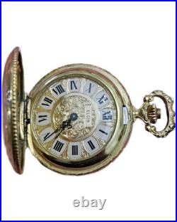 Elgin Yellow Gold Full Hunter Pocket Watch Roman Numerals Ornate Floral Case