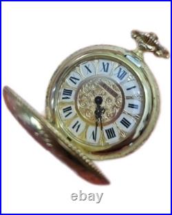 Elgin Yellow Gold Full Hunter Pocket Watch Roman Numerals Ornate Floral Case