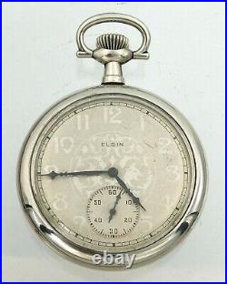 Elgin pocket watch 12s + runs great + display case 17J made in 1927 lot d217