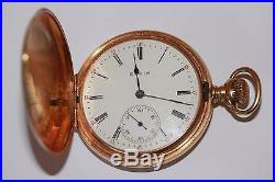 Elgin pocket watch 14K gold + diamond, 17 jewels hunter case 1906