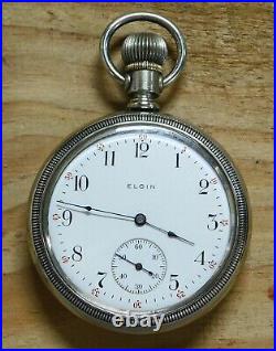 Elgin pocket watch 16s runs great + display case made 1925 lot d232
