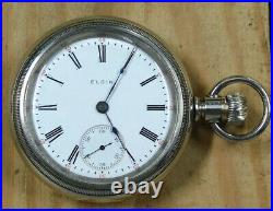 Elgin pocket watch 18 size + runs great + display case made in 1906 lot d284