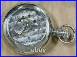 Elgin pocket watch 18 size + runs great + display case made in 1906 lot d284