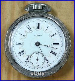 Elgin pocket watch 18 size + runs great + display case made in 1907 lot d282