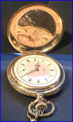 Elgin s6 Gold filled Hunter case Pocket Watch, 1909, 42mm, 15in chain, exl. Cond