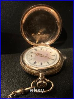 Elgin s6 Gold filled Hunter case Pocket Watch, 1909, 42mm, 15in chain, exl. Cond