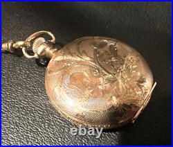 Elgin s6 Gold filled Hunter case Pocket Watch, 1909, 42mm, 15in chain, exl. Cond