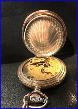 Elgin s6 Gold filled Hunter case Pocket Watch, 1909, 42mm, 15in chain, exl. Cond