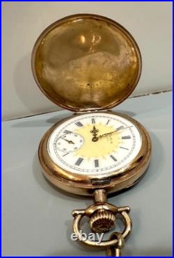 Elgin size16 Hunter Case gold filled Pocket Watch, 1907 exl. Cond. With chain
