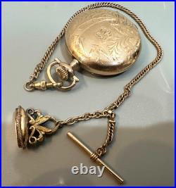 Elgin size16 Hunter Case gold filled Pocket Watch, 1907 exl. Cond. With chain
