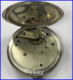 English Pocket Watch J W Benson London Swiss Made 935 Silver Hunter Case Works