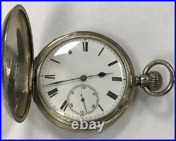 English Pocket Watch J W Benson London Swiss Made 935 Silver Hunter Case Works