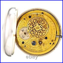 English Verge Fusee William Hopetown Silver Pair Case Pocket Watch CA1840s