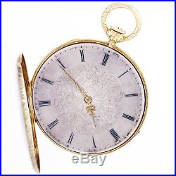 Engraved 18k Gold Case Quarter Hour Pump Repeater Pocket Watch Ca1870s