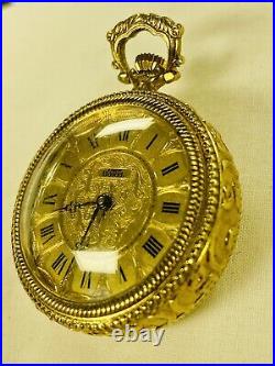 Ernest Borel Pocket Watch- Figural Back Case Of Victorian Man Talking To Lady