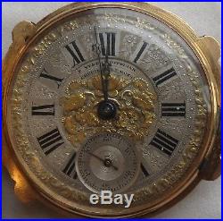 Escapement Detent Chronometer Pocket Watch 18K solid gold carved hunter case
