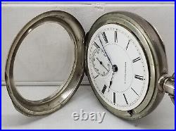 Est. 1883 Hampden Pocket Watch, Gr. Unknown, Sz 18s, 7 J, Coin Silver Case, Works