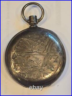 Etched Antique COIN SILVER Waltham Pocket Watch Case Serial 83262 Full Hunter