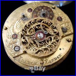 European Style Verge Fusee Pair Case Pocket Watch Franch London 1740 circa