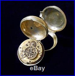 European Verge Fusee Pair Case Pocket Watch Franch London 1740 circa