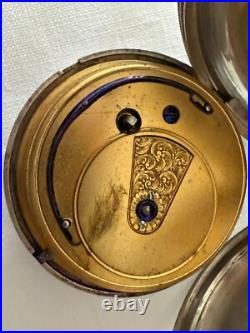 European Verge Fussee key winding hunting case Silver pocket watch, circa 1820