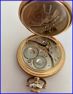 Exc+5 Antique Waltham 1915 14K Gold 7J Hunter Case Pocket Watch 72gr. 12S