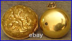 Excellent 1755 gold repousee pair cased london verge chain fusee