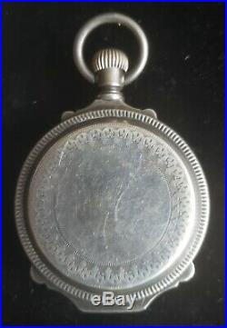 Excellent Coin Silver BOX Pocket Watch CASE with powerful Horse Head engraving