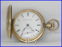 Exquisite 1881 Antique 18s Elgin Drum Case 14k Gold Fill Keywind Watch, Running