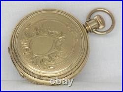 Exquisite 1881 Antique 18s Elgin Drum Case 14k Gold Fill Keywind Watch, Running