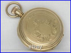 Exquisite 1881 Antique 18s Elgin Drum Case 14k Gold Fill Keywind Watch, Running