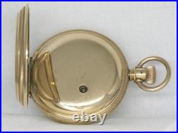 Exquisite 1881 Antique 18s Elgin Drum Case 14k Gold Fill Keywind Watch, Running