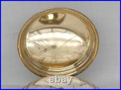 Exquisite 1881 Antique 18s Elgin Drum Case 14k Gold Fill Keywind Watch, Running