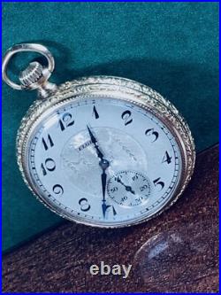 FINE 1922 ELGIN 14K YELLOW GOLDf POCKET WATCH Keeps Time FANCY CASE & DIAL
