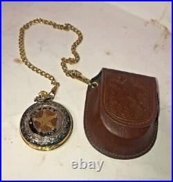 FRANKLIN MINT THE LEGENDS OF THE WEST WYATT EARP POCKET WATCH with LEATHER CASE