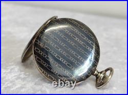 FULL HUNTER ANTIQUE POCKET WATCH SILVER NIELLO WITH dedication 1926