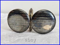 FULL HUNTER ANTIQUE POCKET WATCH SILVER NIELLO WITH dedication 1926