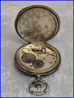 FULL HUNTER ANTIQUE POCKET WATCH SILVER NIELLO WITH dedication 1926