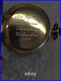 FULL HUNTER ANTIQUE POCKET WATCH SILVER NIELLO WITH dedication 1926