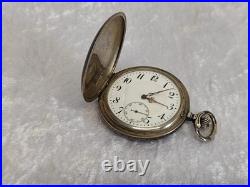 FULL HUNTER ANTIQUE POCKET WATCH SILVER NIELLO WITH dedication 1926