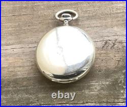 Fama Swiss 15j Swiss Pocket Watch Open Face Arabic Numerals 48mm Dia