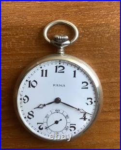 Fama Swiss 15j Swiss Pocket Watch Open Face Arabic Numerals 48mm Dia