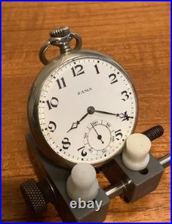 Fama Swiss 15j Swiss Pocket Watch Open Face Arabic Numerals 48mm Dia
