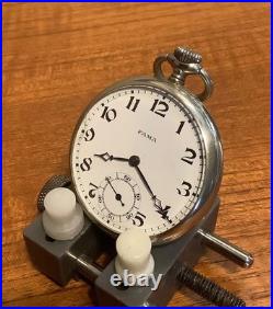 Fama Swiss 15j Swiss Pocket Watch Open Face Arabic Numerals 48mm Dia