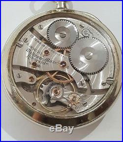 Fancy Dial Riverside Waltham 16s gold filled 19 J pocket watch display case