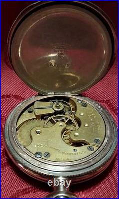 Fancy Dial Sterling Silver & Multi Color Gold Hunter Case Elgin Pocket Watch