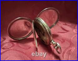 Fancy Dial Sterling Silver & Multi Color Gold Hunter Case Elgin Pocket Watch