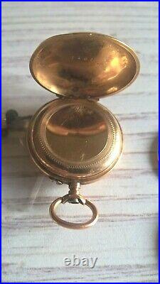 Fine Art Nouveau Gold 18K Enamel Woman Rose Cut Diamonds Fob Pocket Watch Case